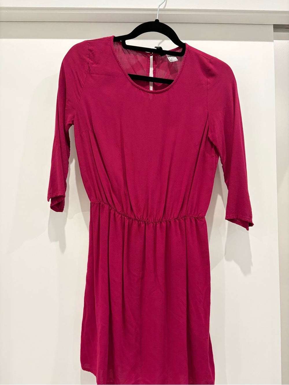H&M Fuchsia Long-Sleeve Elastic-Waist Dress